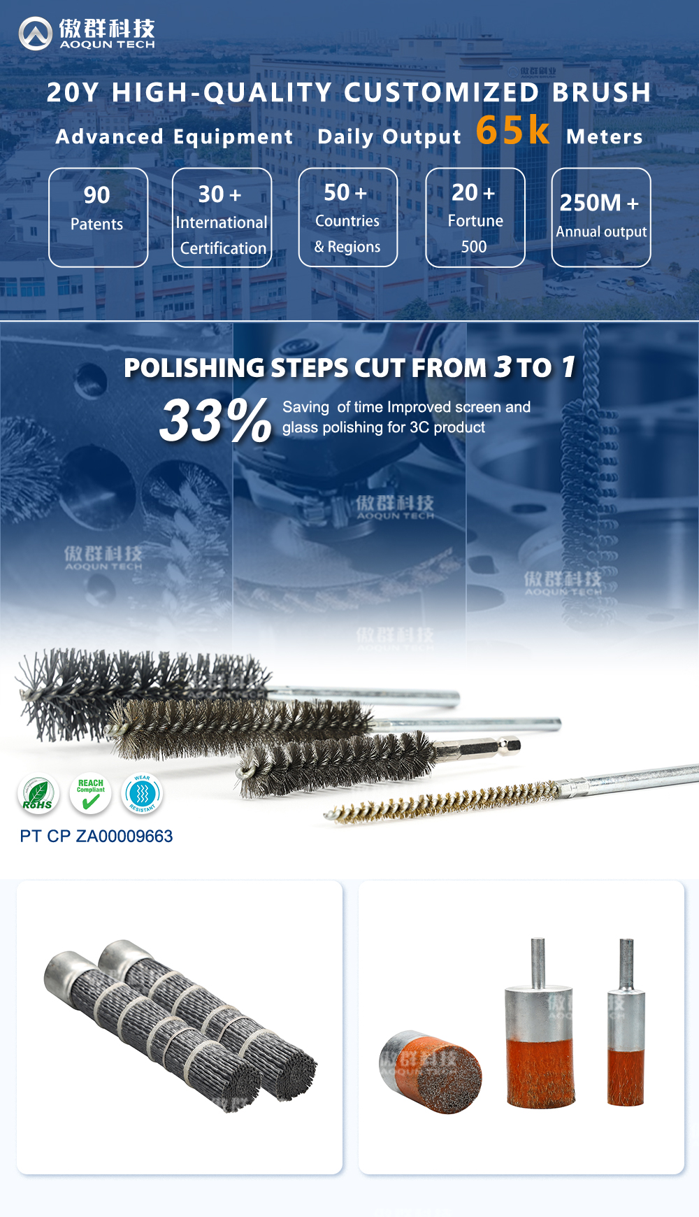 The capacity of aoqunbrush and tube twisted in wire brush