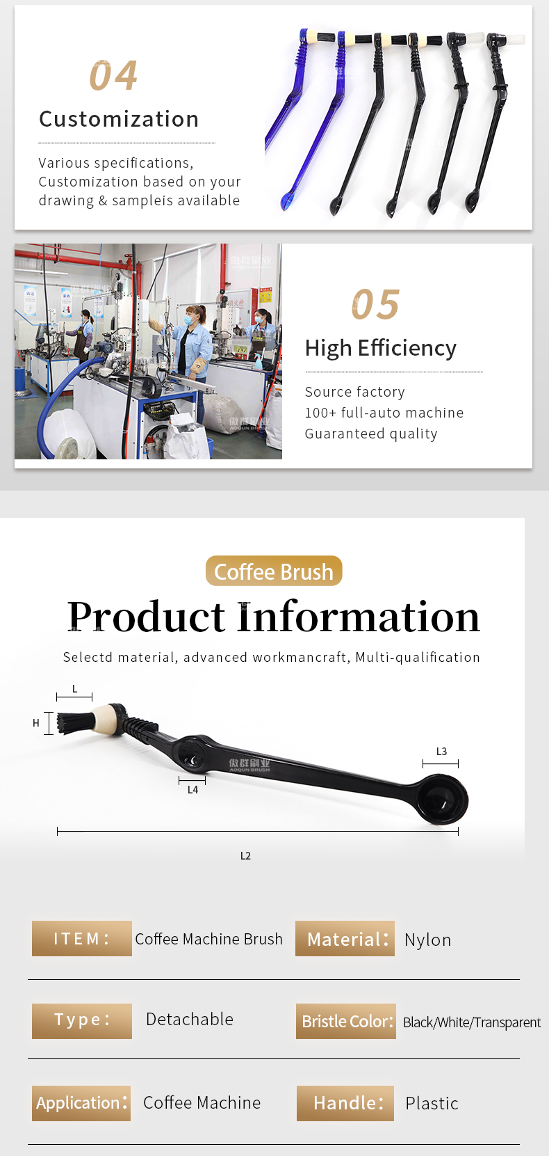 parameters of coffee machine brush