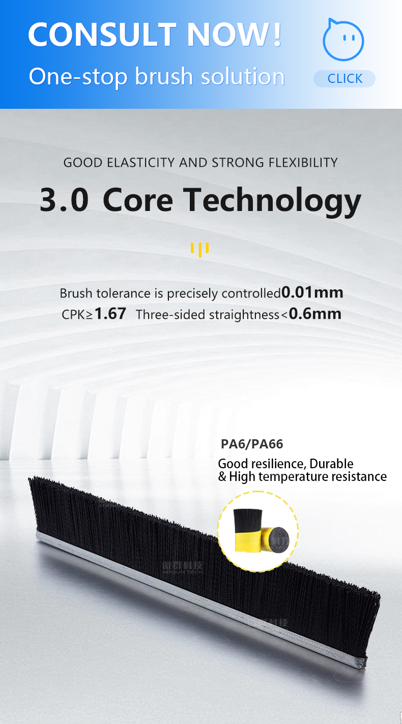 Good resilience,durable & high temperature resistant strip brush