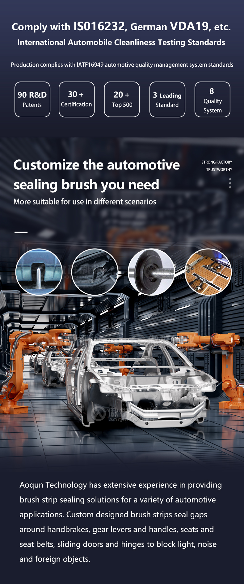 Capacity of AOQUN & Car Raised Floor Rail Sealing Brush