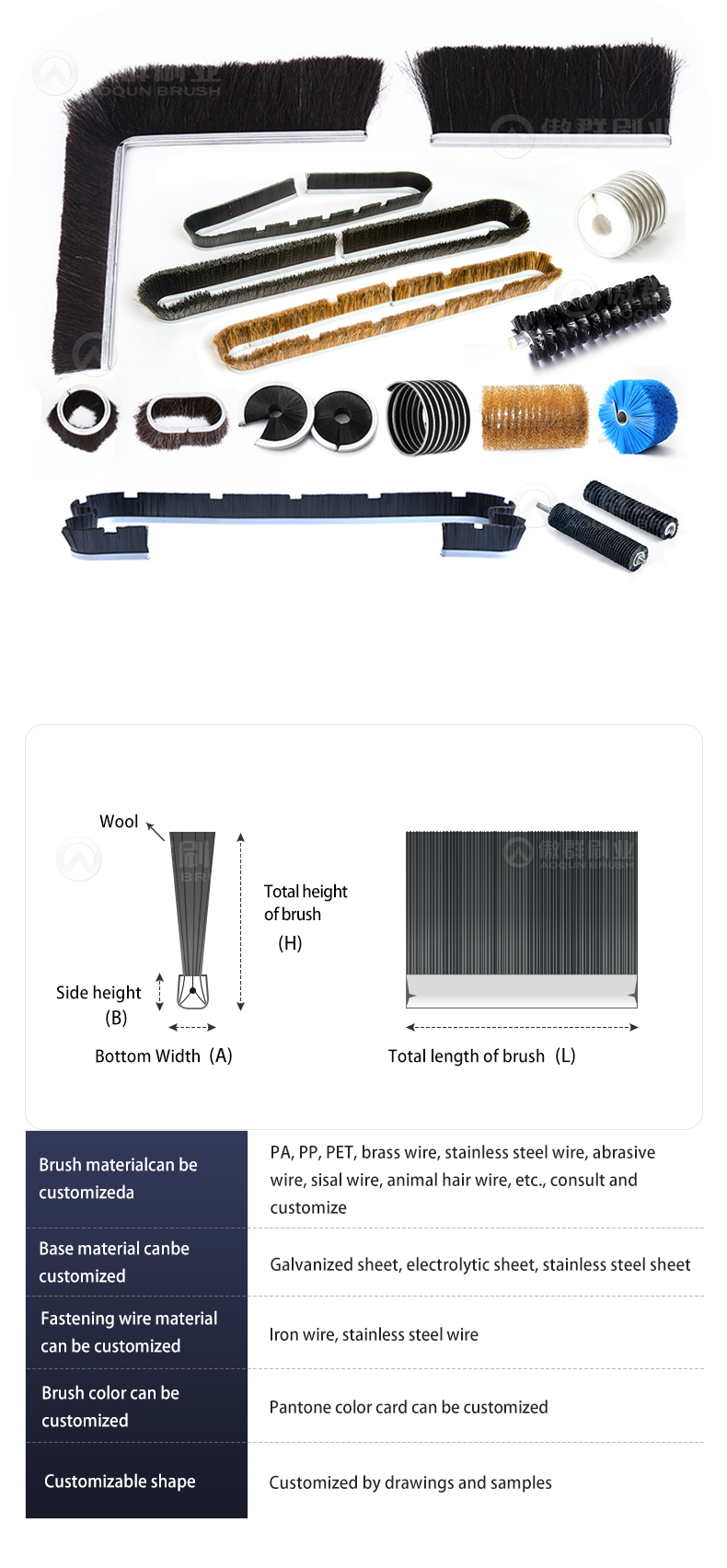 Various brushes of aoqun factory