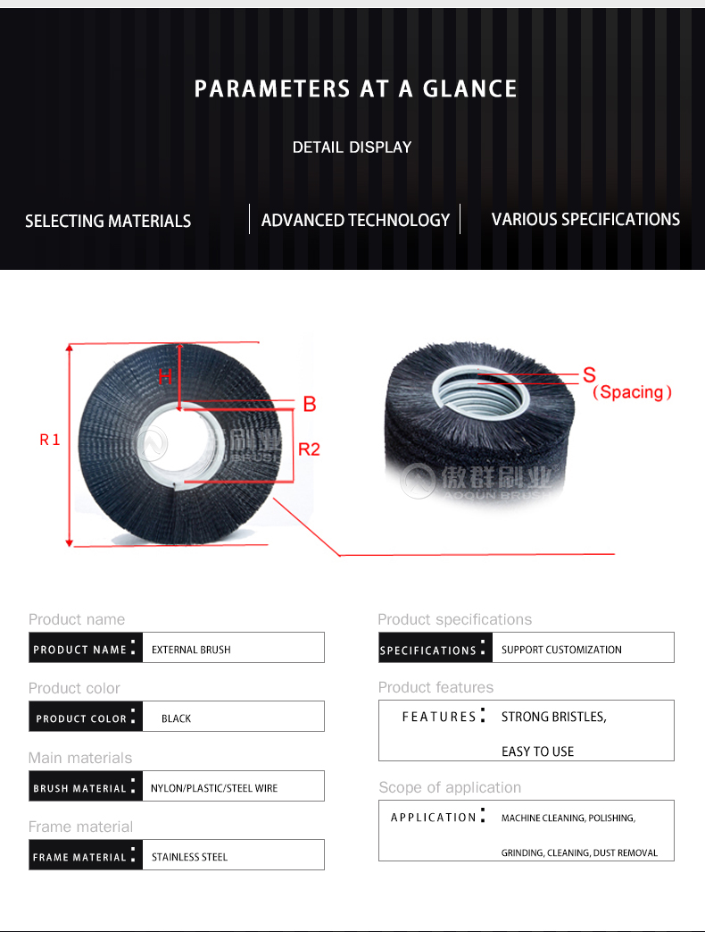 Specifications of Nylon Outer Wound Spiral Spring Brush