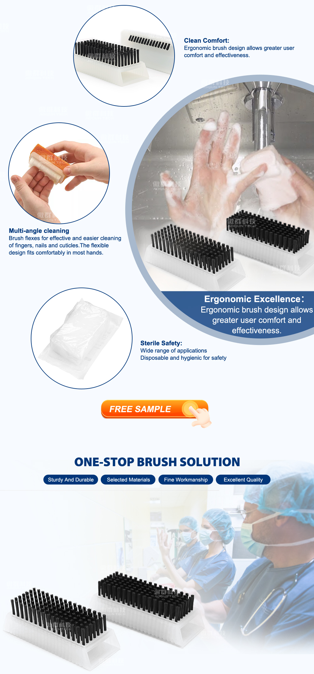 Hospital Use Disposable Medical Surgical Nail Hand Washing Cleaning Scrub Brush