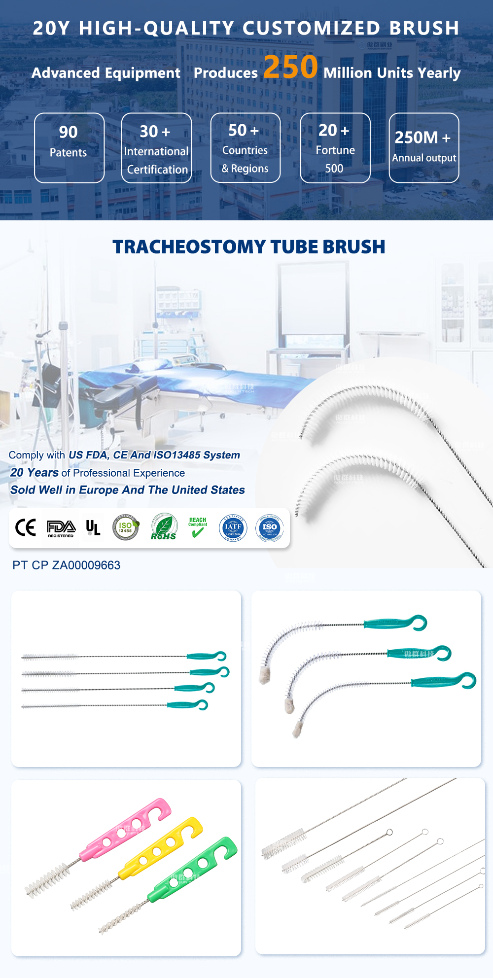 Tracheostomy Tube Cleaning Brushes for Medical Use