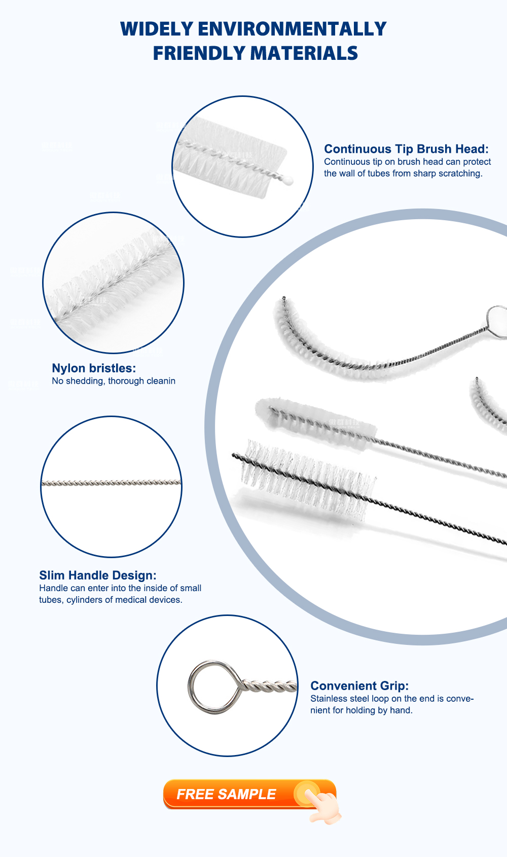 Tracheostomy Tube Cleaning Brushes for Medical Use