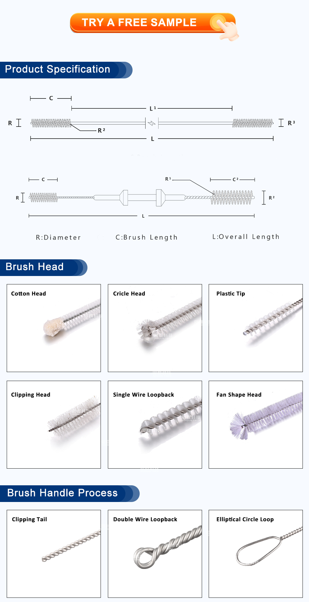 Tracheostomy Tube Cleaning Brushes for Medical Use